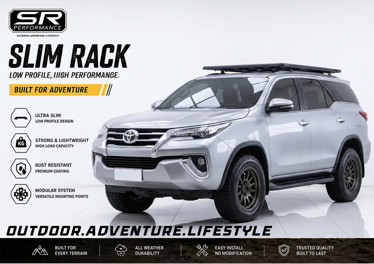 ALUMINUM SLIM RACK LARGE 220X125CM TOYOTA FORTUNER 2016-UP LEGKIT V2